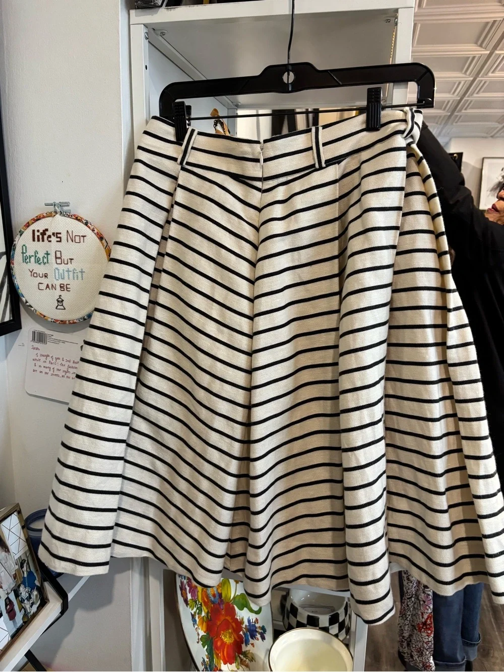 kate spade Black & White Striped Circle Skirt
